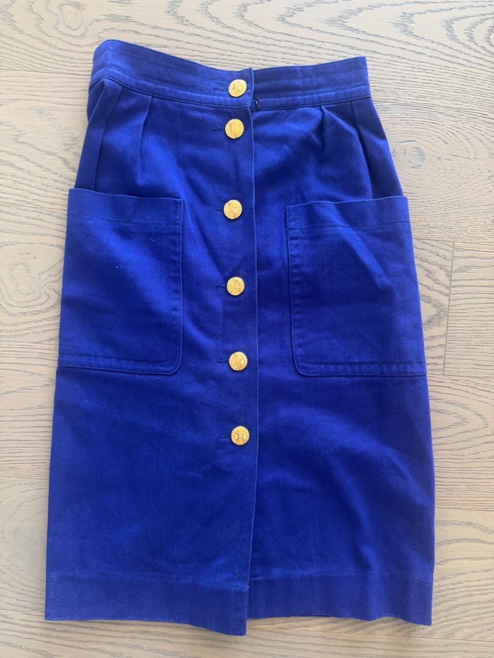 VTG Celine Deep Purple/Blue Button-Front Pencil Skirt